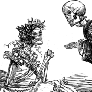 Der "Arsen-Walzer" wurde 1862 von dem Karikaturisten John Leech für die britische Zeitschrift "Punch" geschaffen. Es zeigt zwei Skelette in Abendkleidern, die an der giftigen Farbe des Stoffes gestorben sind.