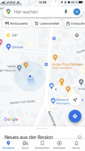 Ruben hat einen Screenshot von seinem Standort in Tübingen auf Google Maps gemacht.
