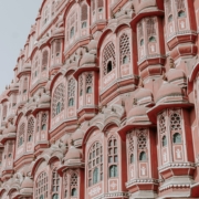 Some of the glass stained and lattice design windows of the Jaipur City Palace/ Hawa Mahal